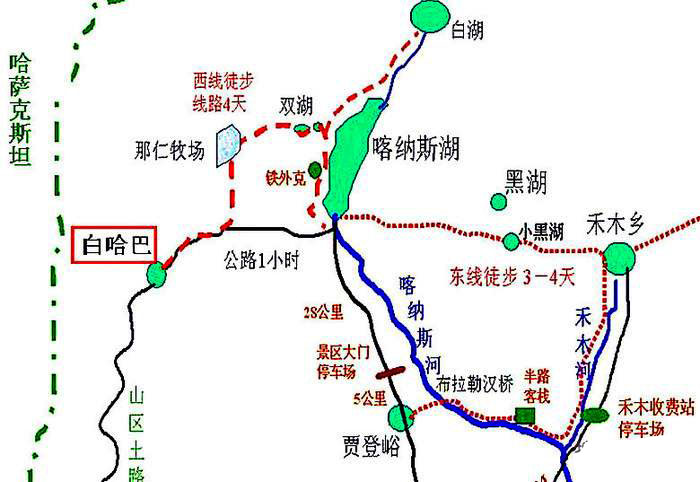 景区面积10030平方公里,喀纳斯景区内共有大小景点55处,分属33种基本