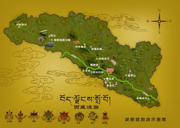 波密旅游地图图片
